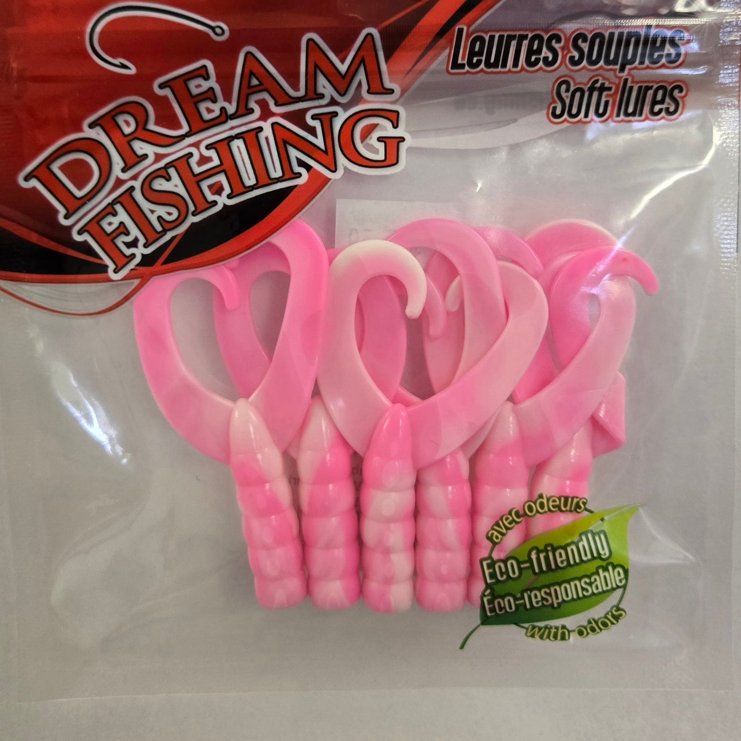 Dream Fishing 3" Grubs - Bubblegum/White Swirl Double