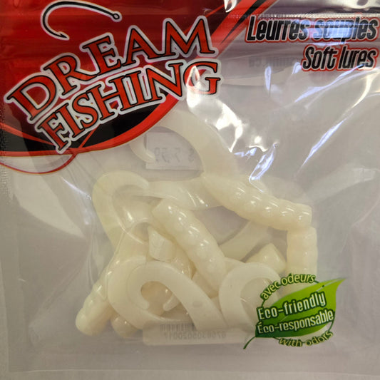 Dream Fishing 3" Grubs - White Pearl Double