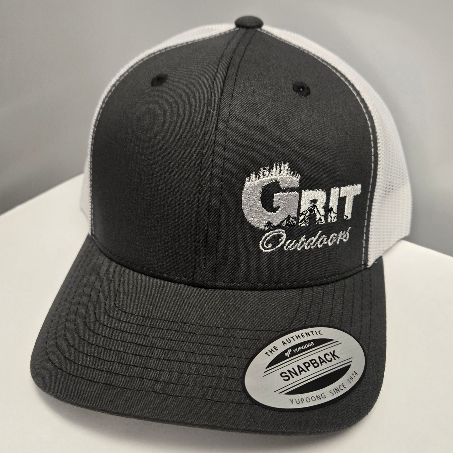 Grit Outdoors Trucker Snap Back Hat - Grey/White