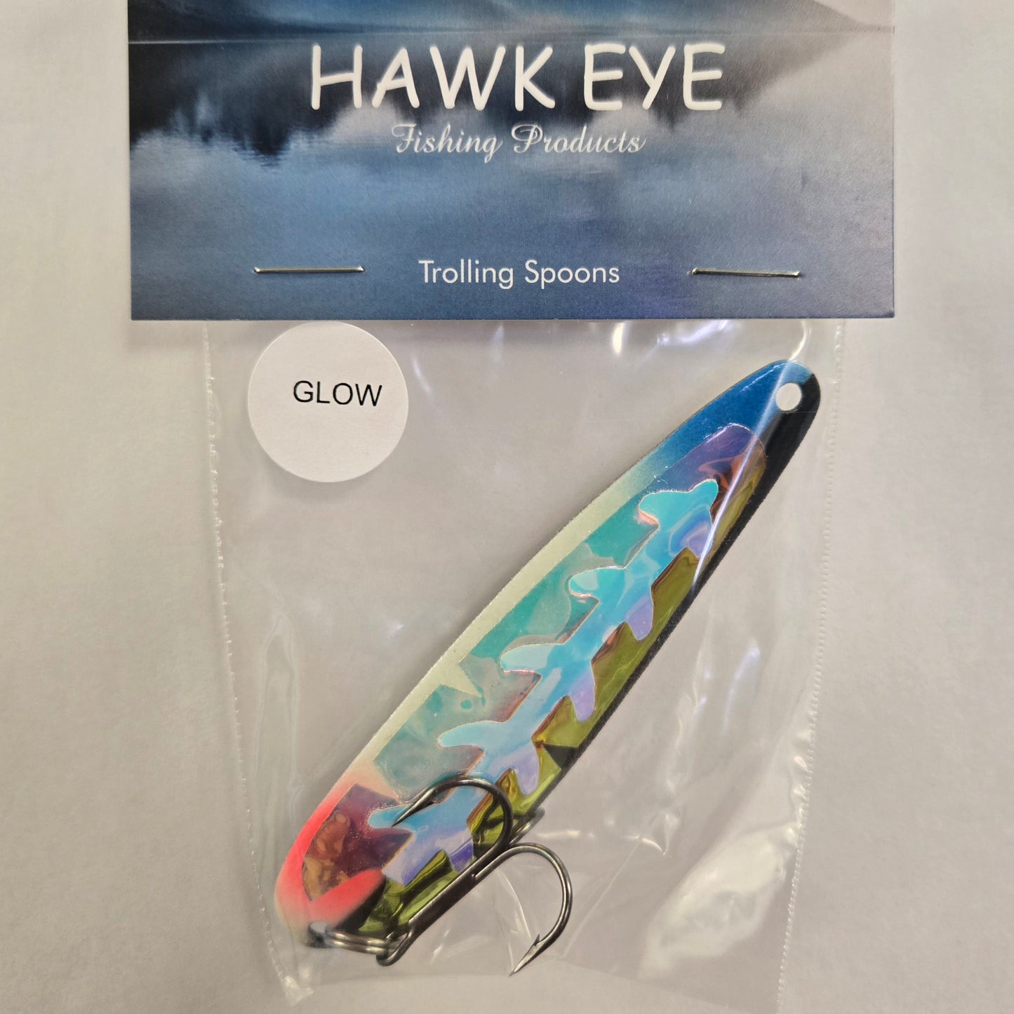 Hawk Eye 3 3/4" Trolling Spoon - Glow Blue Oyster