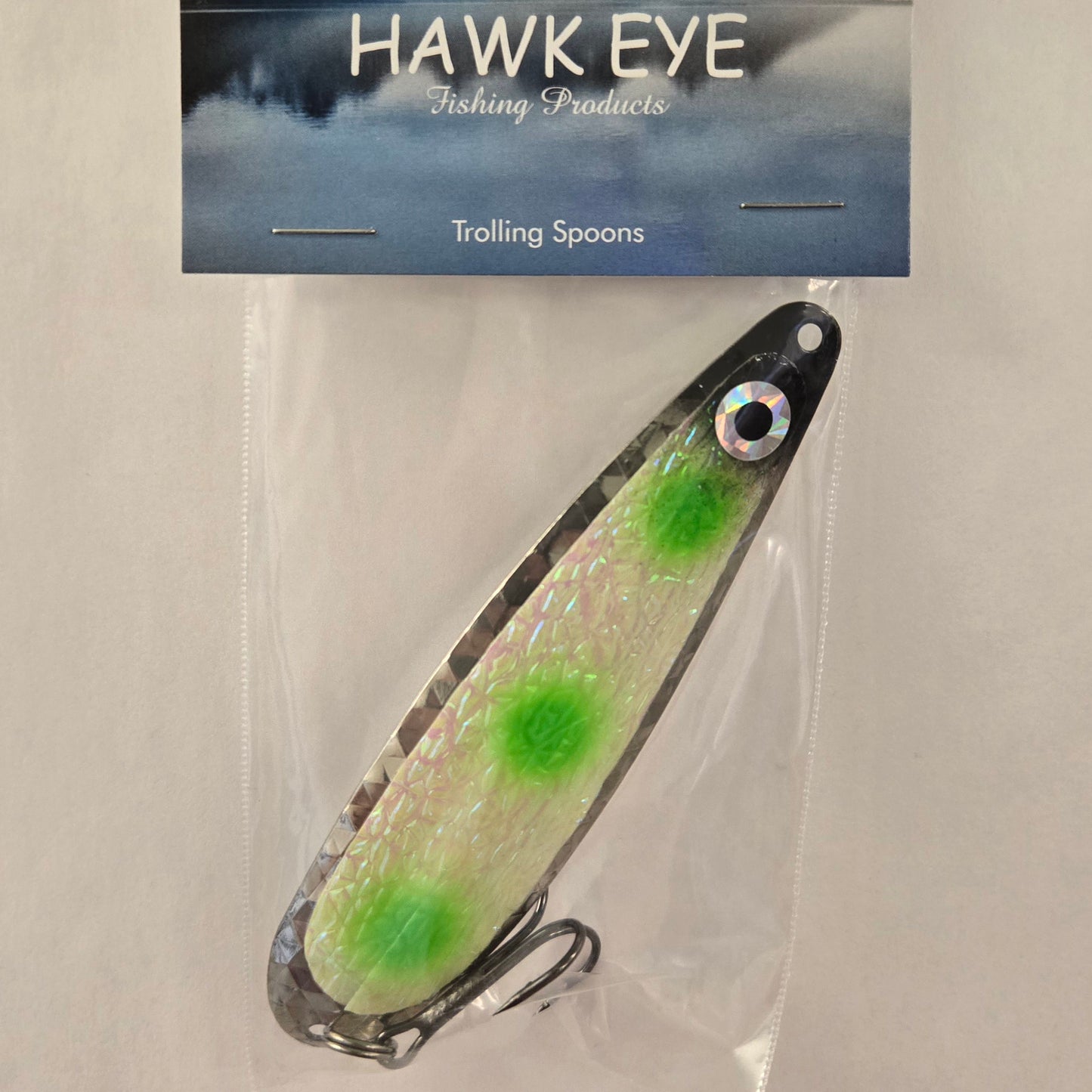 Hawk Eye 4 3/4" Trolling Spoon - Green Ice
