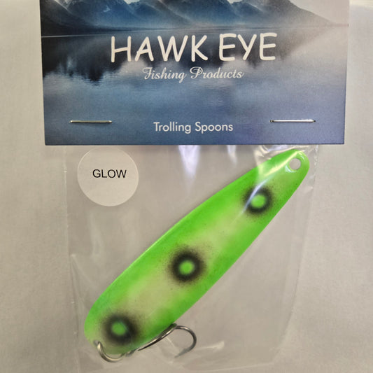 Hawk Eye 3 3/4" Trolling Spoon - Glow Green Martian