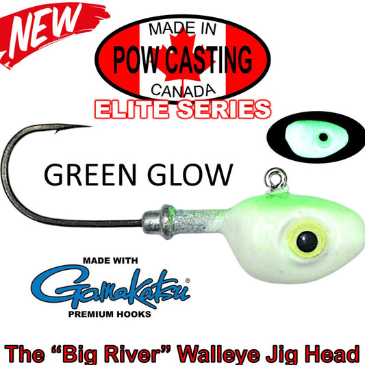 POW Casting Big River Jig Heads - Green Glow