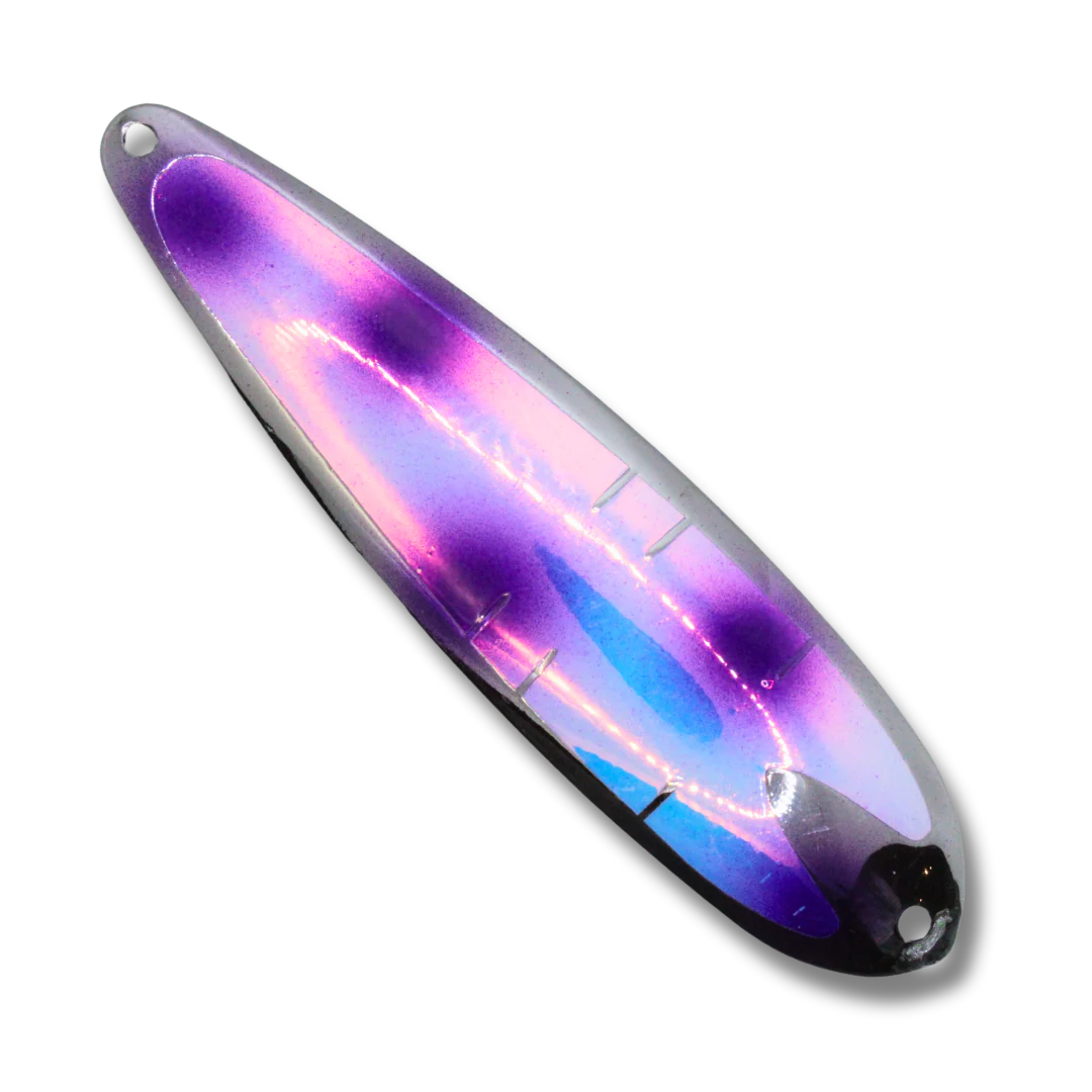Cuillère de pêche à la traîne TNT - UV Purple Polka