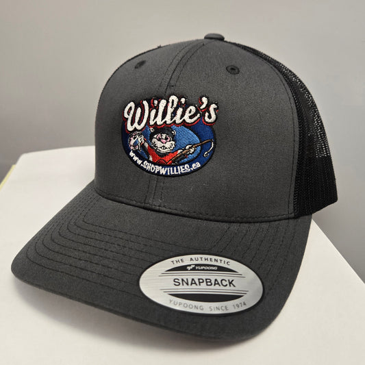 Willie's Trucker Snap Back Hat - Dark Grey - Embroidered