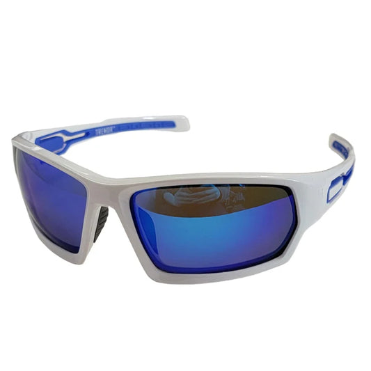 Streamside Tremor Sunglasses - White Arm Retro Blue Lens