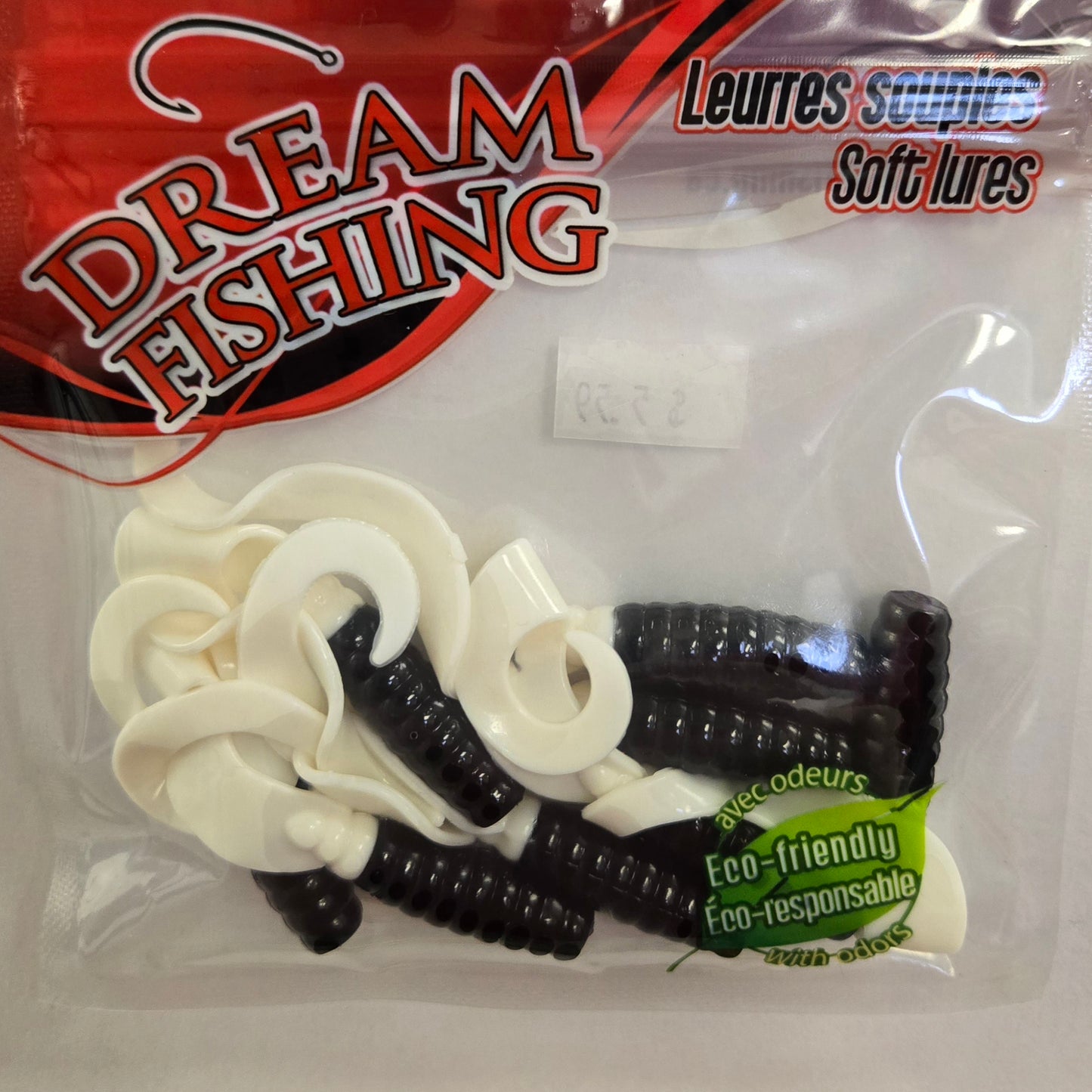 Dream Fishing 3" Grubs - Black/White Tail