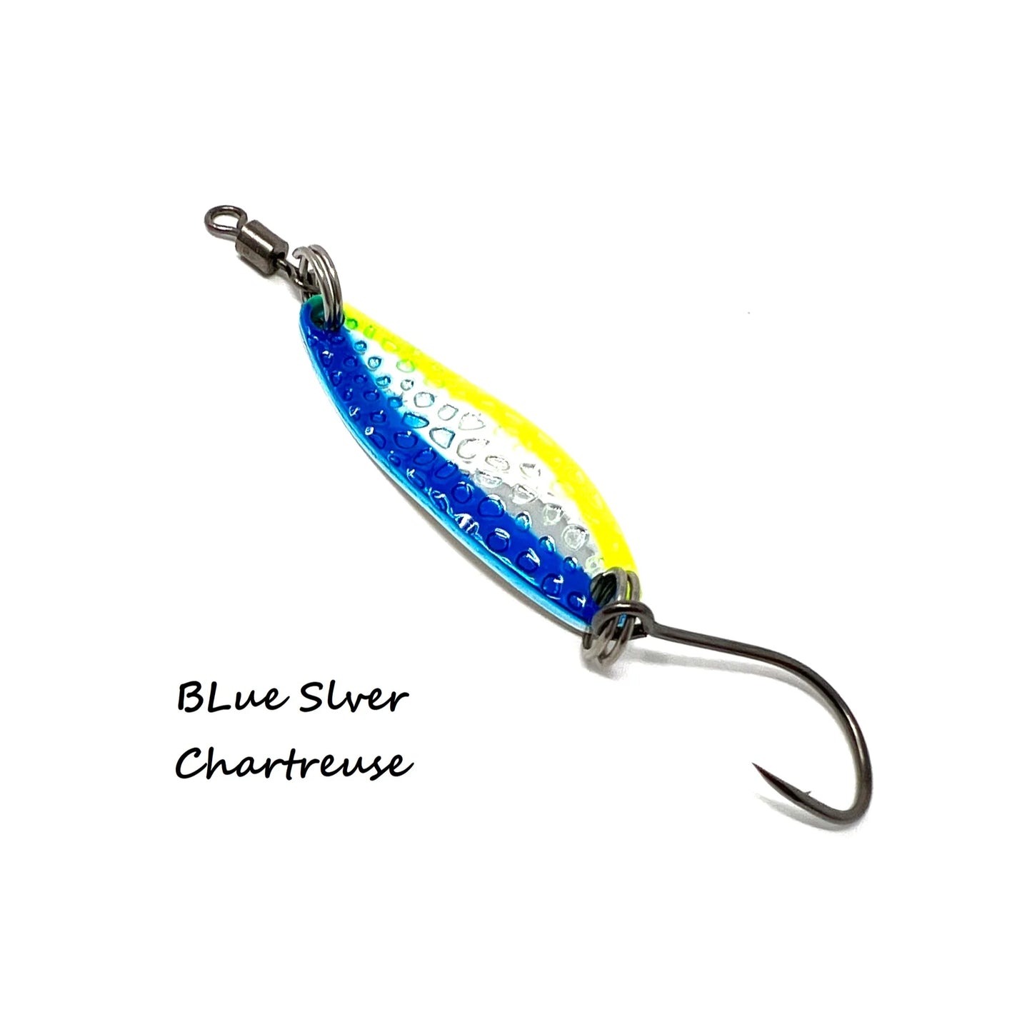 Prime Lures Wiggler Spoons - Blue/Silver/Chartreuse