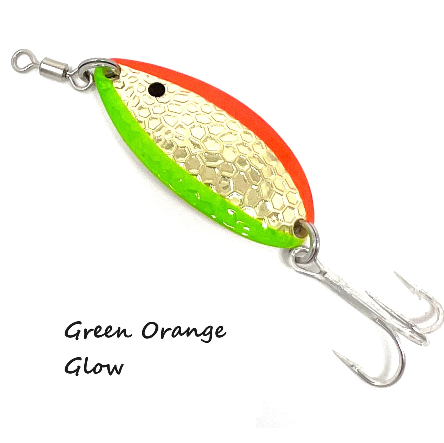 Prime Lures Glow Glory Spoons - Green/Brass/Orange