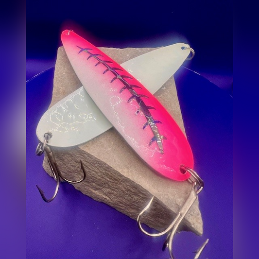Crazy Canuck Trolling Spoons - Crazy Pink Pig Glow