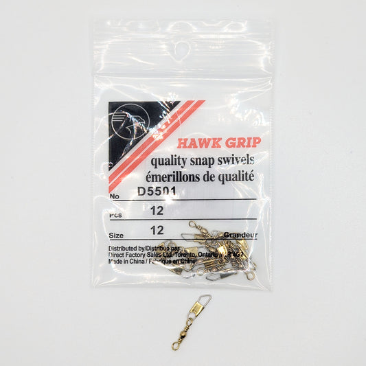 DFS SNAP SWIVELS BRASS W/SAFTEY SNAP - 12/PKG - #10