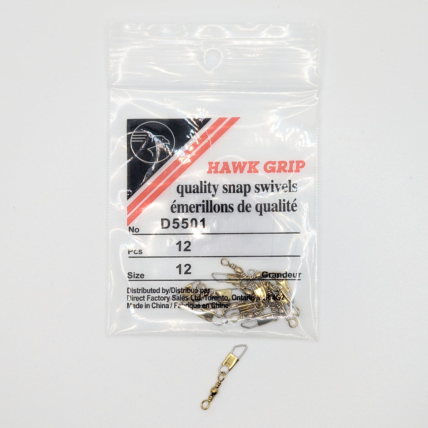 DFS SNAP SWIVELS BRASS W/SAFTEY SNAP - 12/PKG - #7