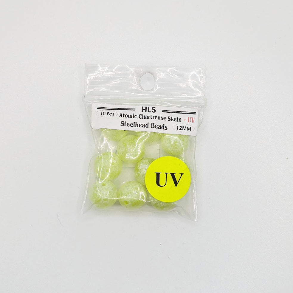 Perles HLS UV - Écheveau de Chartreuse Atomique - 12 mm