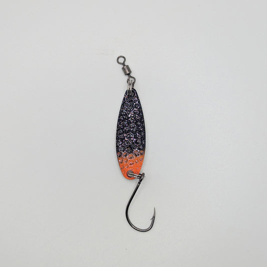 Prime Lures Wiggler Spoons - Black Speckle/Orange