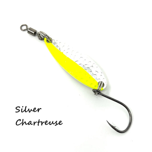 Prime Lures Wiggler Spoons - Silver/Chartreuse