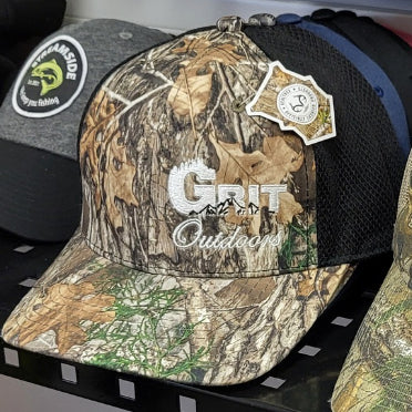 Grit Outdoors Trucker Snap Back Hat - Camo/Black