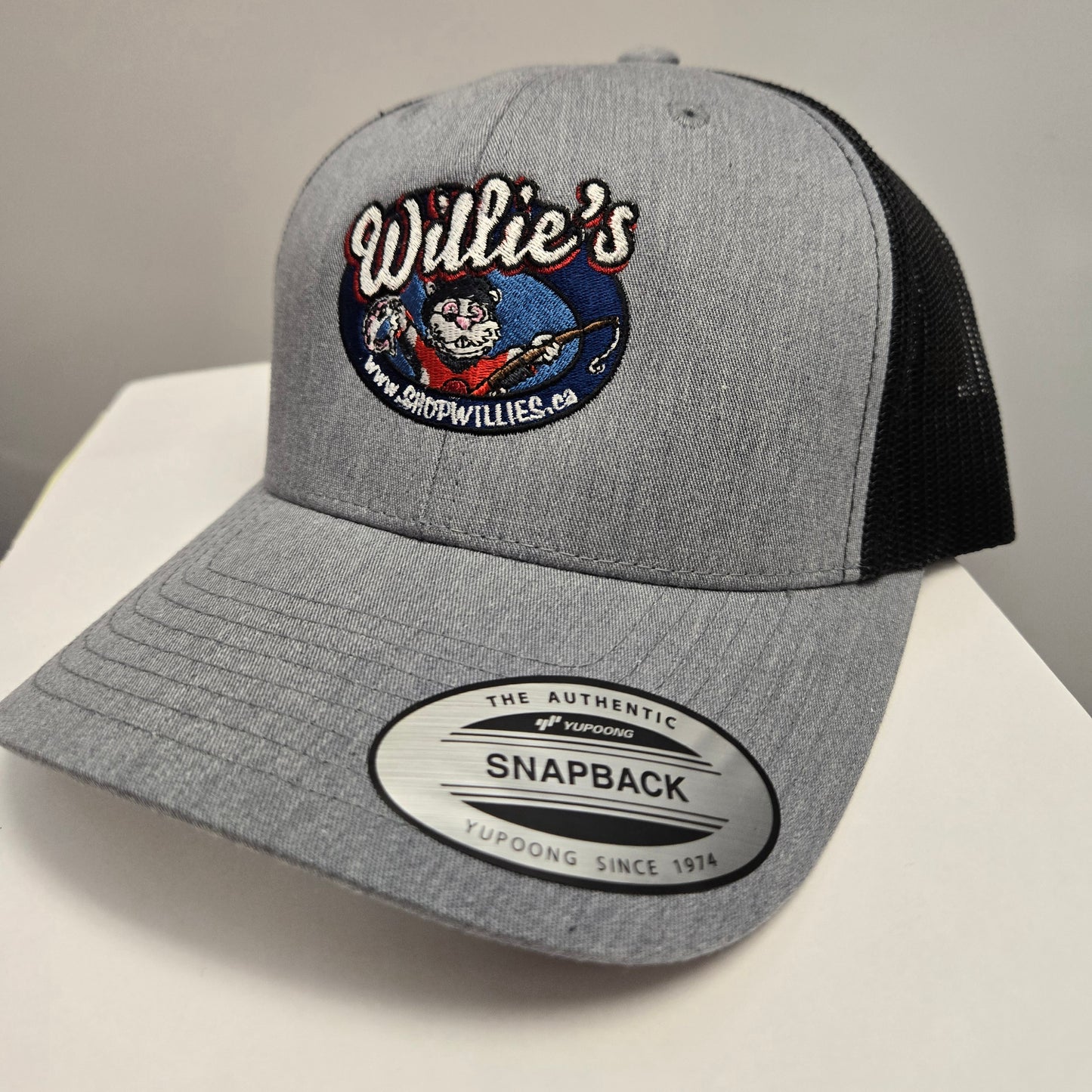 Willie's Trucker Snap Back Hat - Light Grey- Embroidered