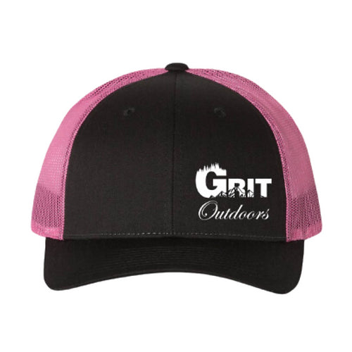 Grit Outdoors Trucker Snap Back Hat - Black/Pink