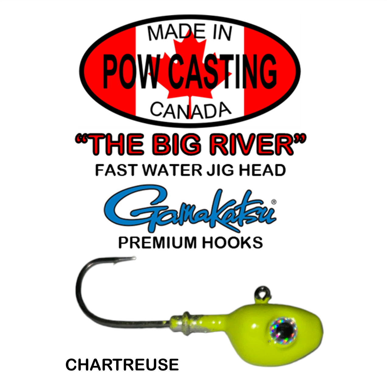 POW Casting Big River Jig Heads - Chartreuse